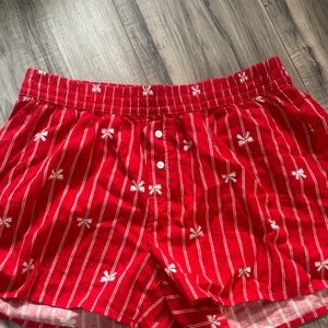 Aerie Red and White Striped Lounge Shorts
